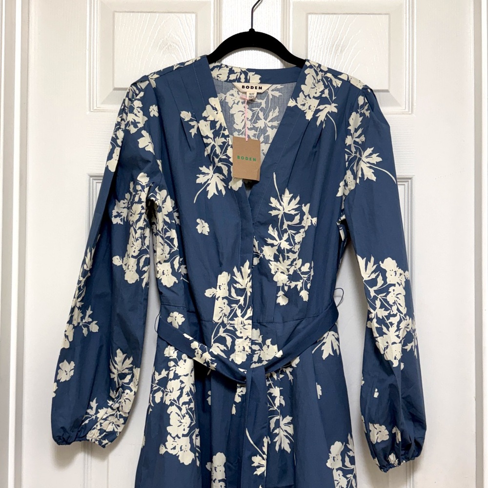 NWT Boden Nicola Cotton Midi Dress in Blue Flecked Bunch - Picture 7 of 10